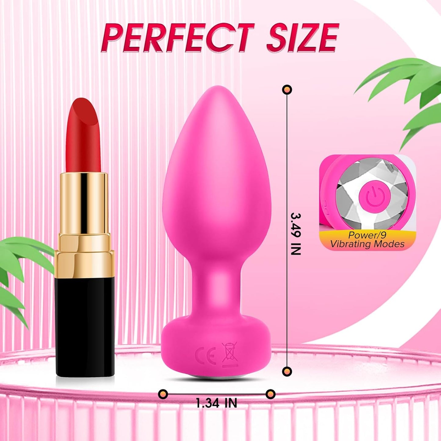 Vibrator Anal Plug Adult Sex Toy, Anal Training Set ,10 Modes Vibrating Butt Plug,Adult Sex Toys and Games, Pink