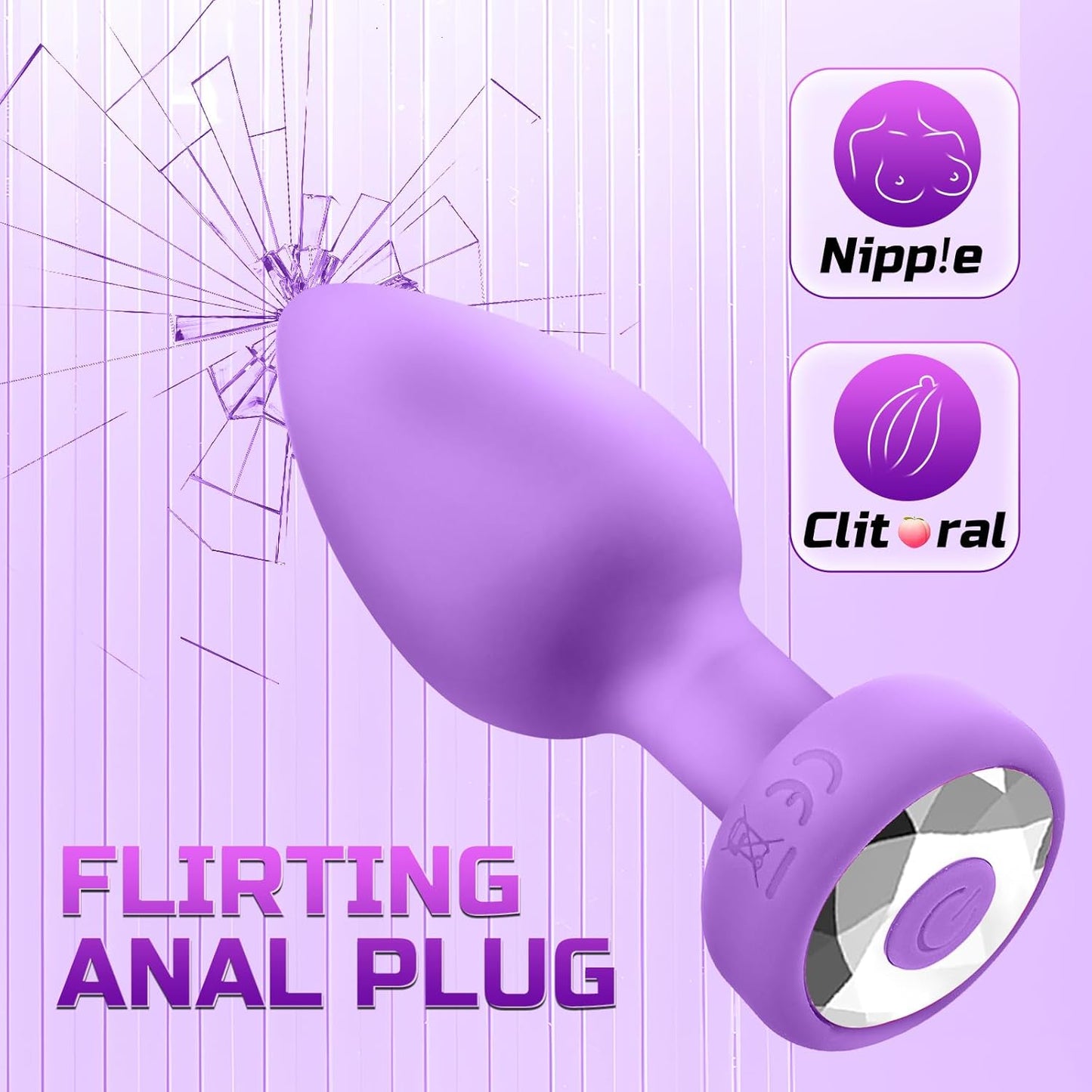 Vibrator Anal Plug Adult Sex Toy, Anal Training Set ,10 Modes Vibrating Butt Plug,Adult Sex Toys and Games, Purple