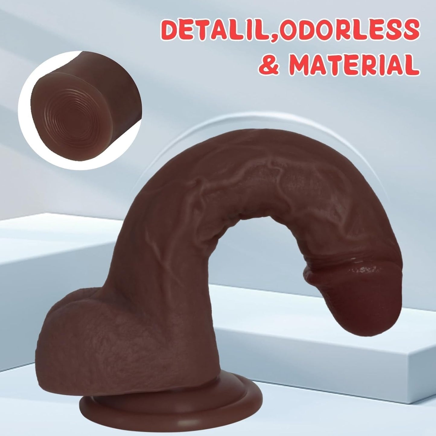 Sex Toys Dildo Realistic Silicone Dildo, Safety Material for Clitoral Vagina and Anal Stimulation with Strong Suction Cups, Sex Adult Toys for Women and Couple 7.8 Inch (Brown)