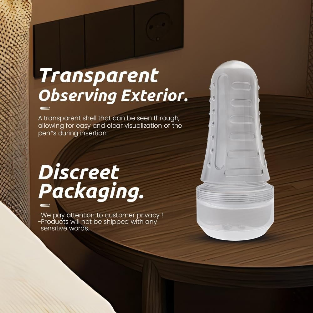 Male Masturbator Realistic Pocket Pussy Vagina Textured with 7.5in Depth Lifelike Soft and Fleshy Texture,Penis Training Masturbators Sex Machine Toy for Men (Transparent)