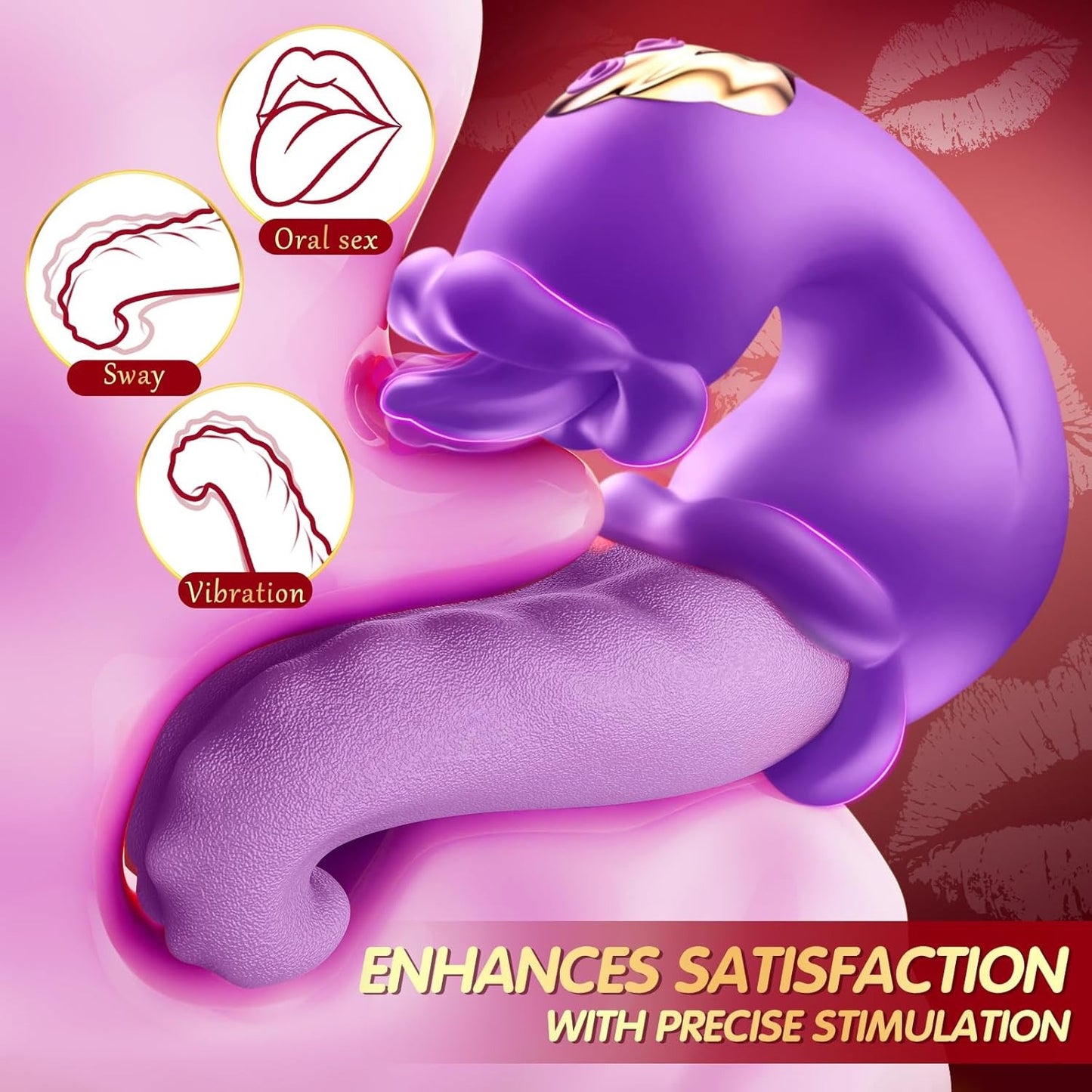 Vibrator Adult Sex Toys for Women - 4 in 1 Tongue Thrusting Vibrators Dildo Rose Sex Toys with 10 Licking Clitoral & 10 Vibration Mode, G Spot Clit Stimulator Pleasure Tools for Female Couples Games