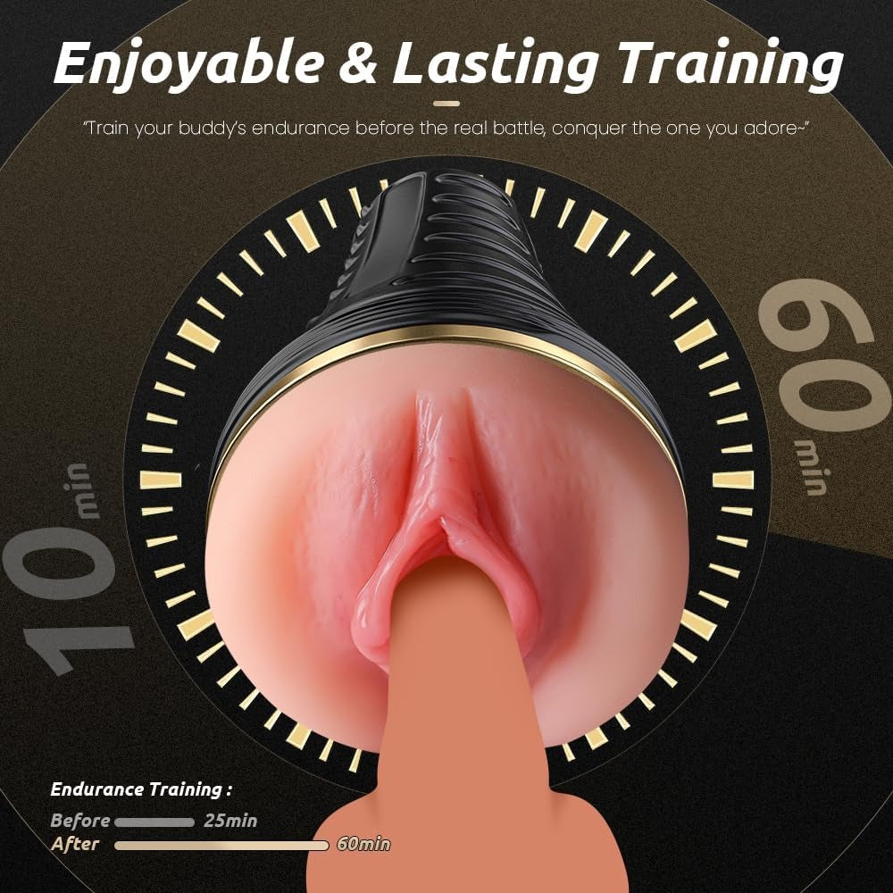 Male Masturbator,Kingdemer Realistic Pocket Pussy Vagina Textured with 7.5in Depth Lifelike Soft and Fleshy Texture,Penis Training Masturbators Sex Toy for Men