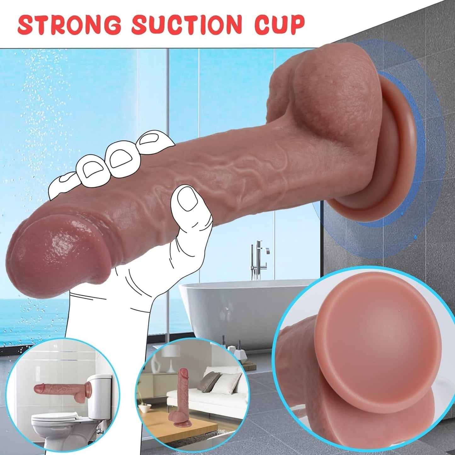Sex Toys Dildo 7.8 Inch Realistic Silicone Dildo, Safety Material for Clitoral Vagina and Anal Stimulation with Strong Suction Cups, Sex Adult Toys for Women and Couple