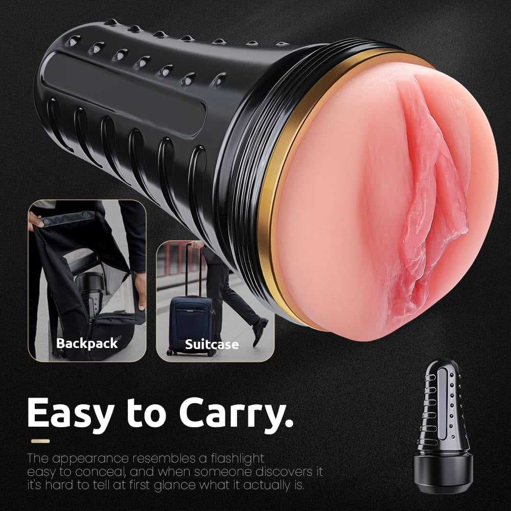 Male Masturbator,Kingdemer Realistic Pocket Pussy Vagina Textured with 7.5in Depth Lifelike Soft and Fleshy Texture,Penis Training Masturbators Sex Toy for Men