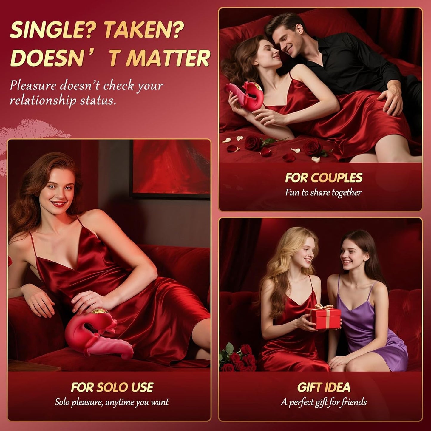 Vibrator Adult Sex Toys for Women - 4 in 1 Tongue Thrusting Vibrators Dildo Rose Sex Toys with 10 Licking Clitoral & 10 Vibration Mode, G Spot Clit Stimulator Pleasure Tools for Female Couples Games