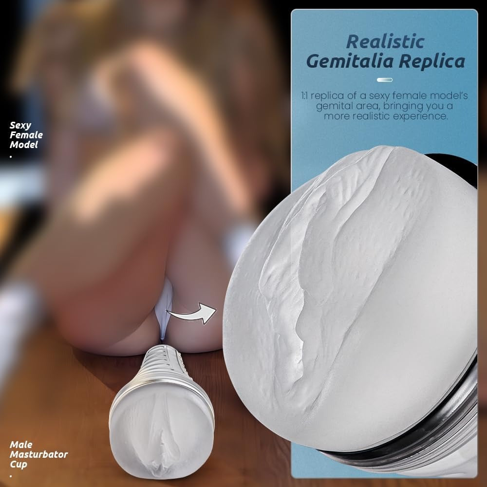 Male Masturbator Realistic Pocket Pussy Vagina Textured with 7.5in Depth Lifelike Soft and Fleshy Texture,Penis Training Masturbators Sex Machine Toy for Men (Transparent)