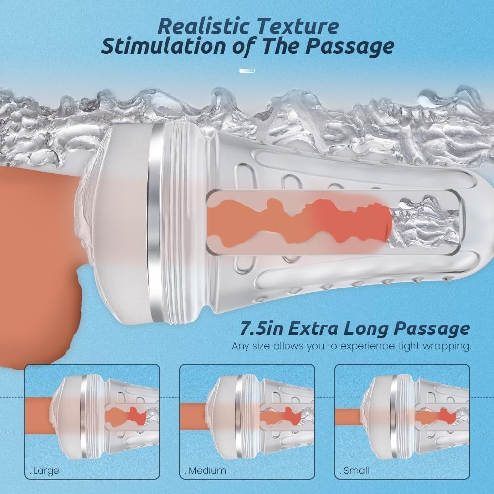 Male Masturbator Realistic Pocket Pussy Vagina Textured with 7.5in Depth Lifelike Soft and Fleshy Texture,Penis Training Masturbators Sex Machine Toy for Men (Transparent)