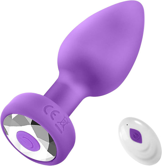 Vibrator Anal Plug Adult Sex Toy, Anal Training Set ，10 Modes Vibrating Butt Plug，Adult Sex Toys and Games, Purple