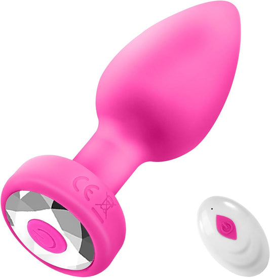 Vibrator Anal Plug Adult Sex Toy, Anal Training Set ，10 Modes Vibrating Butt Plug，Adult Sex Toys and Games， Pink