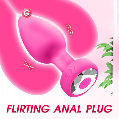 Vibrator Anal Plug Adult Sex Toy, Anal Training Set ，10 Modes Vibrating Butt Plug，Adult Sex Toys and Games， Pink
