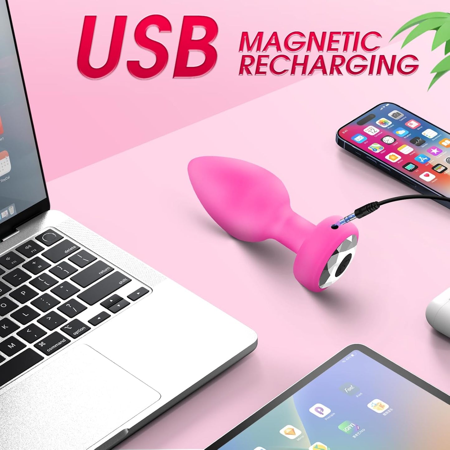 Vibrator Anal Plug Adult Sex Toy, Anal Training Set ，10 Modes Vibrating Butt Plug，Adult Sex Toys and Games， Pink