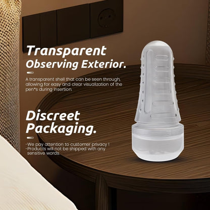 Male Masturbator Realistic Pocket Pussy Vagina Textured with 7.5in Depth Lifelike Soft and Fleshy Texture,Penis Training Masturbators Sex Machine Toy for Men (Transparent)