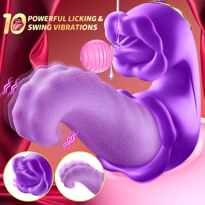 Vibrator Adult Sex Toys for Women - 4 in 1 Tongue Thrusting Vibrators Dildo Rose Sex Toys with 10 Licking Clitoral & 10 Vibration Mode, G Spot Clit Stimulator Pleasure Tools for Female Couples Games