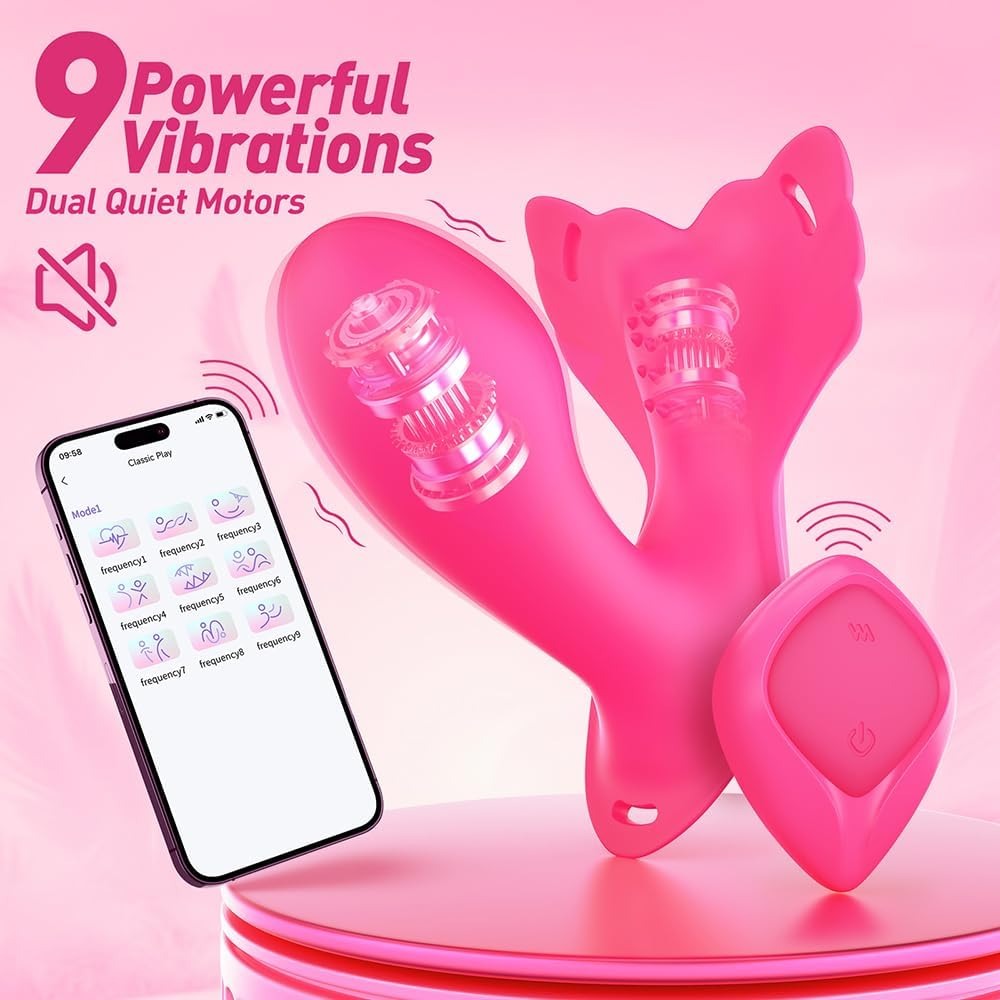 2025 New Elastic Wearable APP Remote Control Vibrator with 9 Vibrations Adult Sex Toys & Games, Female Sex Toy Vibrater Adult Toy, Butterfly Vibrators Sexual Pleasure Tools for Women Couples Sex Toys