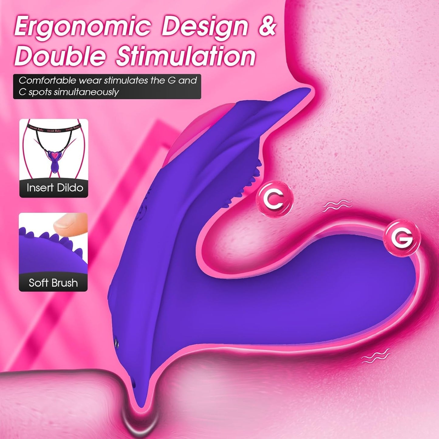 Panty Wearable Vibrator Insert Dildo Womens Sex Toys with 9 Vibrations, APP Control Adult Sex Toys for Couples Vibrater, G Spot Butterfly Vibrators Female Sex Toy Sexual Pleasure Tools for Women