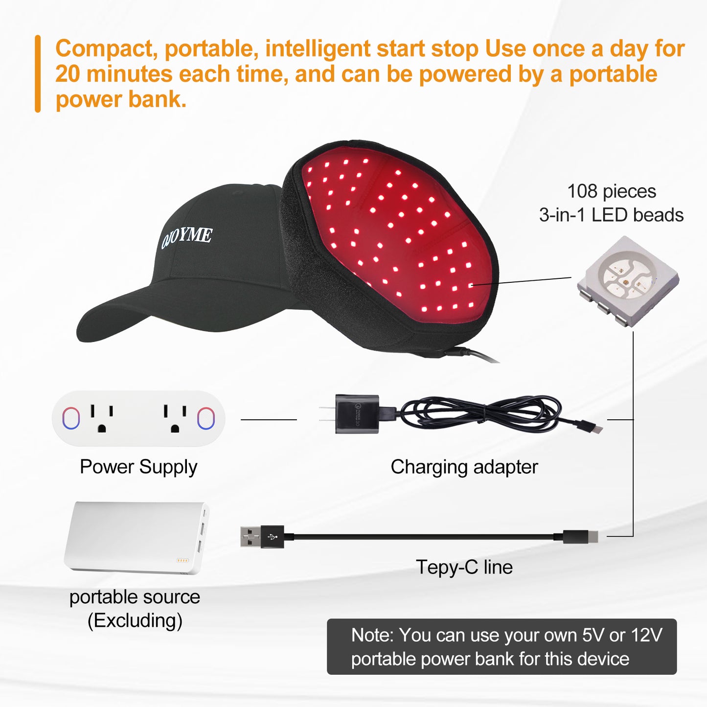 Laser Hair Growth Cap, Versatile Black